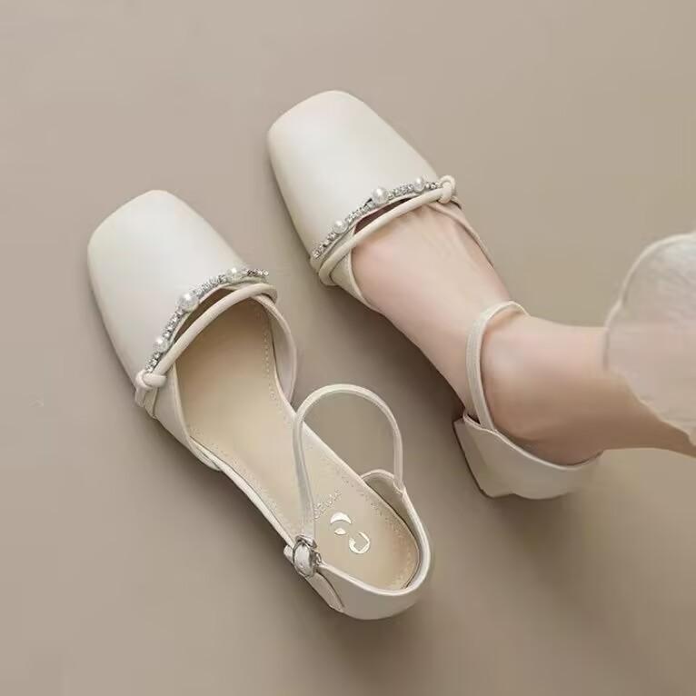 

Босоножки Baotou весна, лето и осень 2025 новые босоножки на толстом высоком каблуке, полые Мэри Джейн, одинарная обувь 40