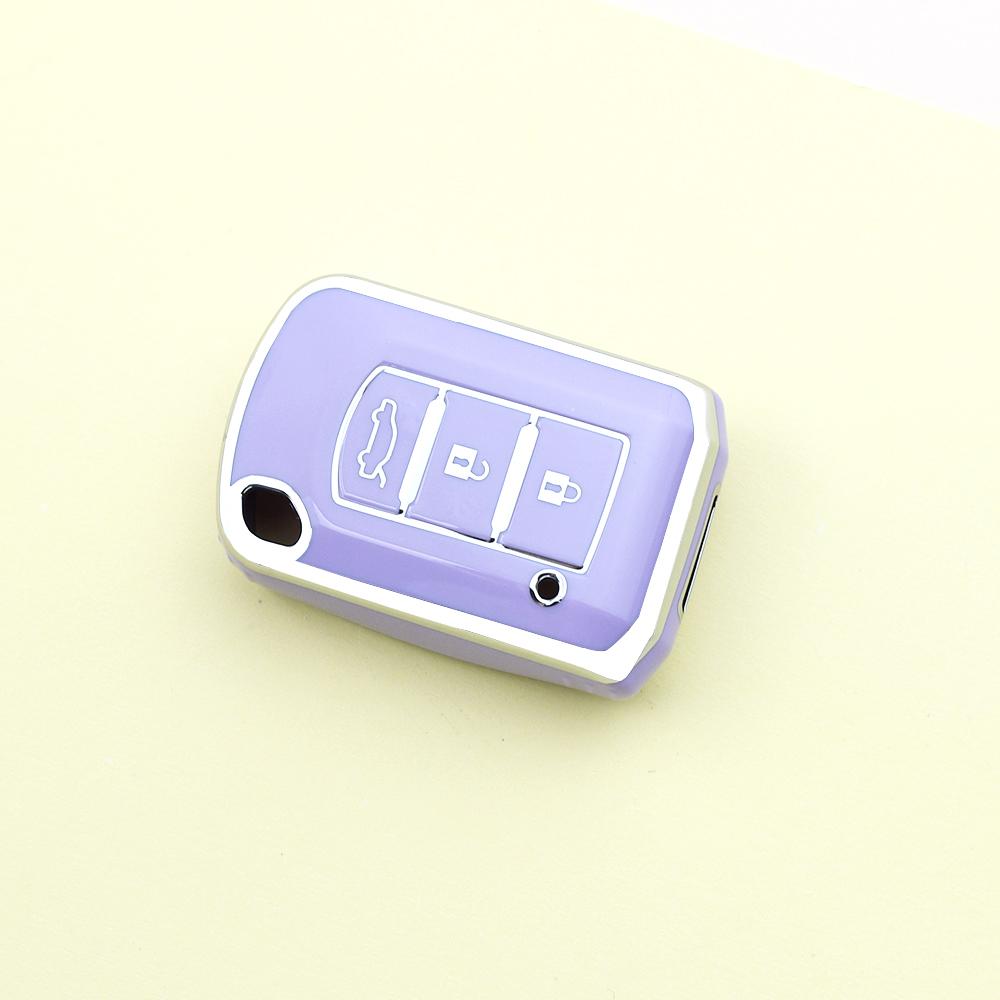 

Silver Edge For Mitsubishi Outlander Eclipse Cross ASX Lancer EX Galant Pajero 2/3 Buttons Shell Fob Holder TPU Car Key Cover Case Keyless 3 button key cover фиолетовый