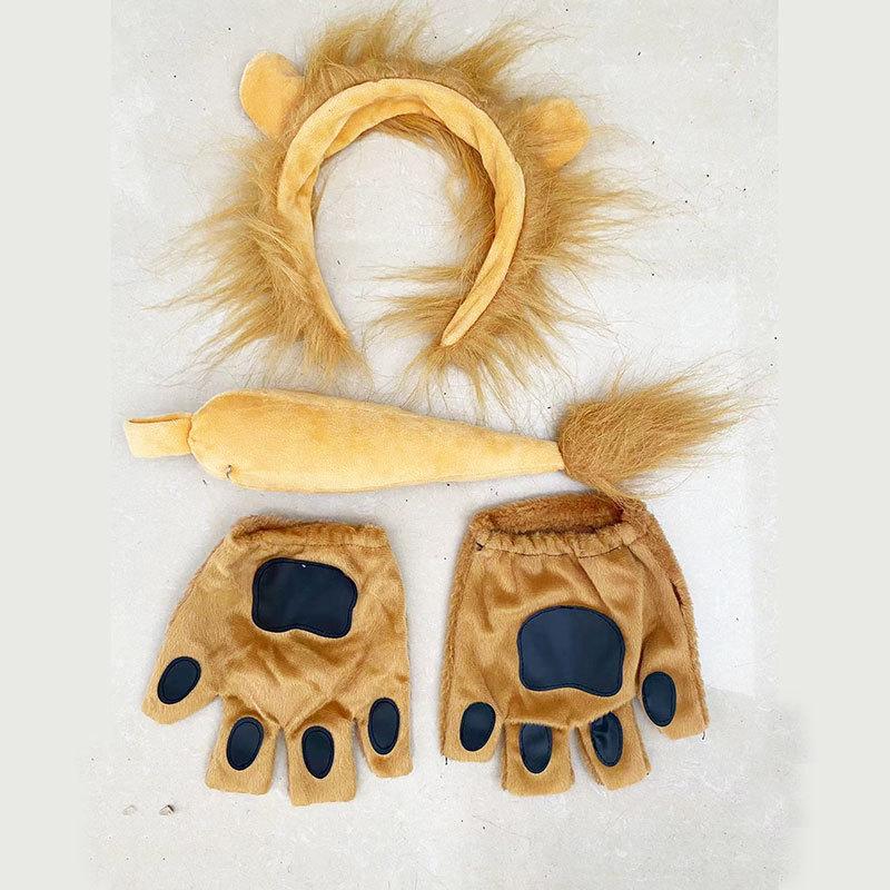 Kinder Jungen Mädchen Tier Löwe Cosplay Kostüme Ohren und Schwanz Stirnband Rock Set Zubehör Halloween Karneval Party Verkleidung