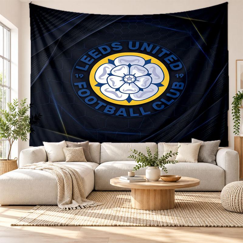 Tapisserie murale Leeds United, Suspension murale en tissu doux, Toile de fond décorative pour chambre à coucher, Art mural pour la maison