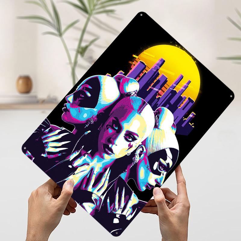 Lady Gaga Retro Art Geprint Poster Aangepaste Muurkunst Retro Vintage Metalen Blikbordjes voor Huis Kamer Accessoires Decoratie Garage