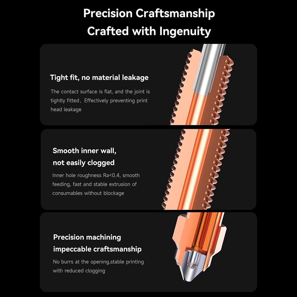 3D Printer Accessory 1.0mm CZ Copper Hardened Steel Coating Nozzle Compatible with Creality K1C K1
