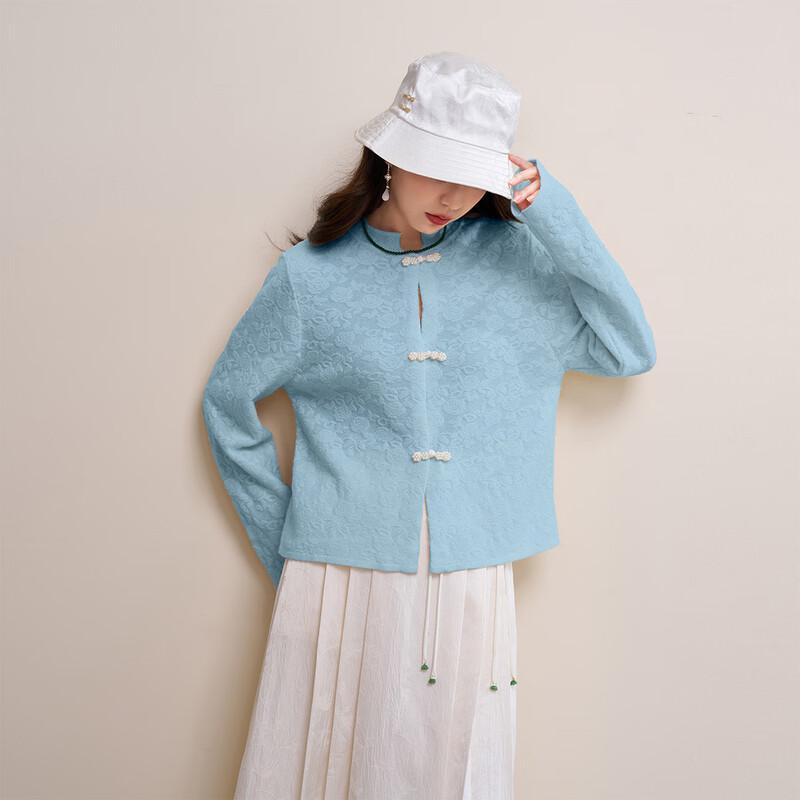 Mocana Women's Chinese Style Disc Button Lambswool Long Sleeve Sweater