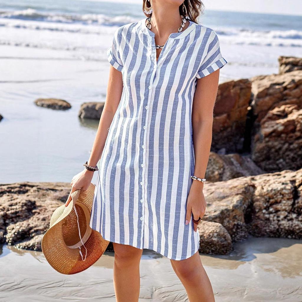 Summer Shirt Women's Fashion, Loose, Casual and Elegant, Casual Striped Shirt Top