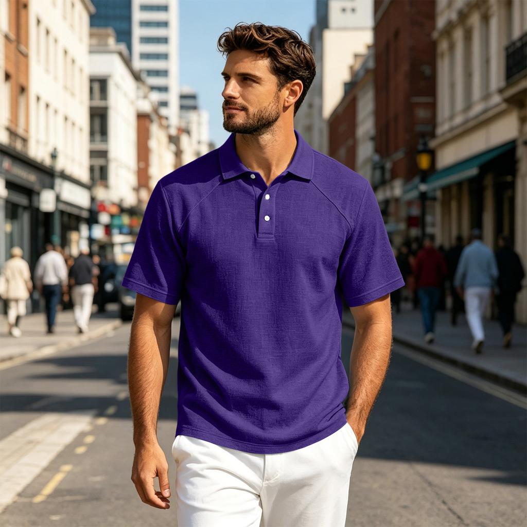 Mens Polo Shirts Short Sleeve Lightweight Cotton Linen Collared Casual Dress Shirts for Men Golf Polos for Men
