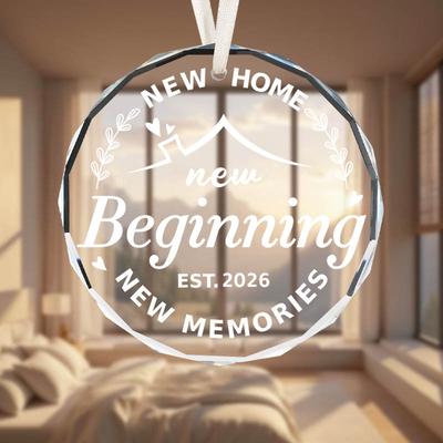 New Home Glass Ornament, Housewarming Gift for New Homeowners, Home Decor, New Beginnings Keepsake, Festive Daily Accent for Homeowners