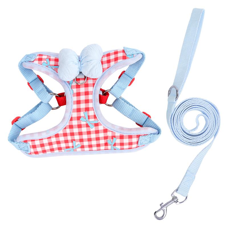 

Cute Checkered Bow Tie Dog Harness Anti-Pull Dog Collars Adjustable Pet Harnesses Vest For Small Medium Dogs Walking Pet Supplie XL