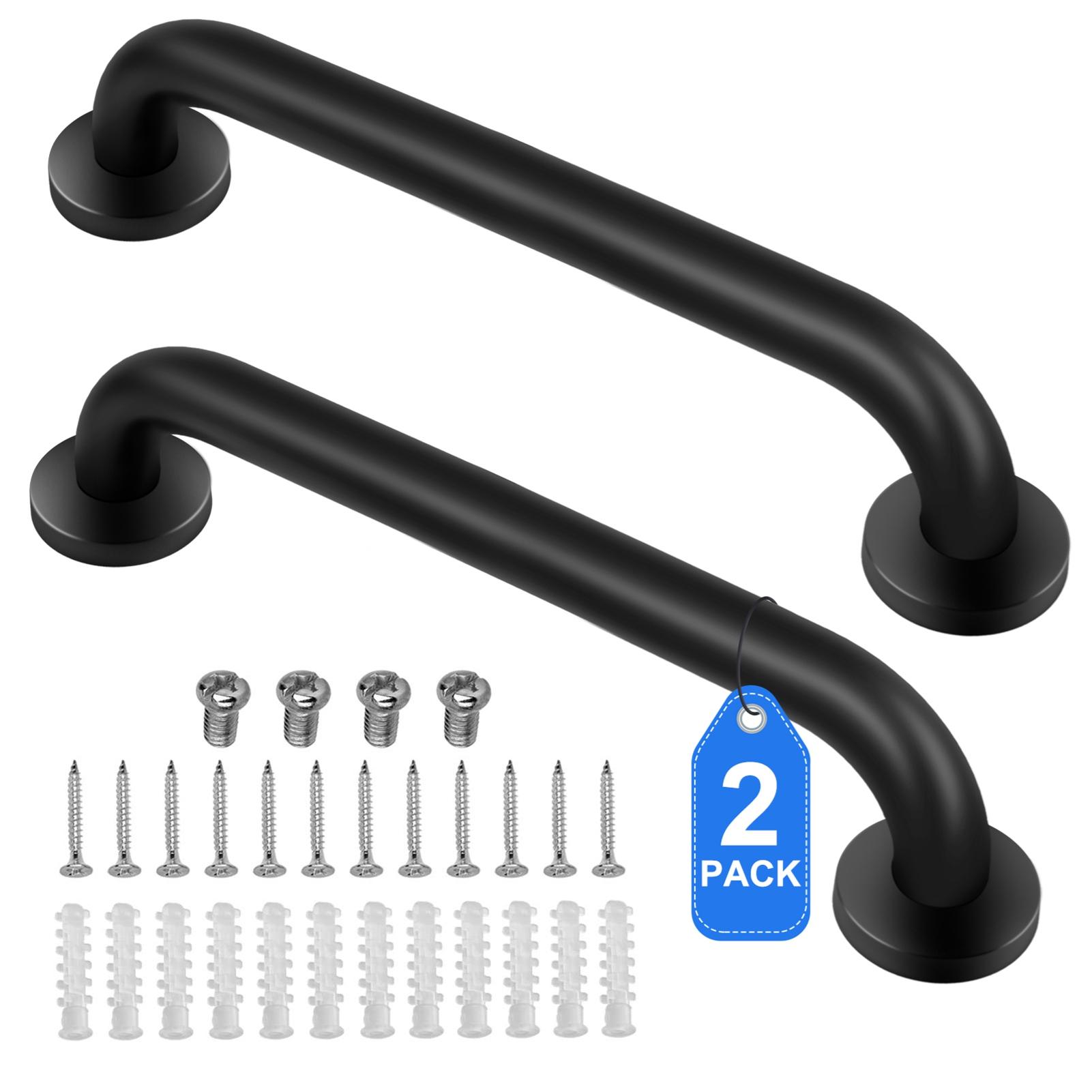 

2Pcs 18 Inch Bath Grab Bar 304 Stainless Steel Fall Prevention Multipurpose Shower Handle For Bathroom Safety Grab Bar Black чорний