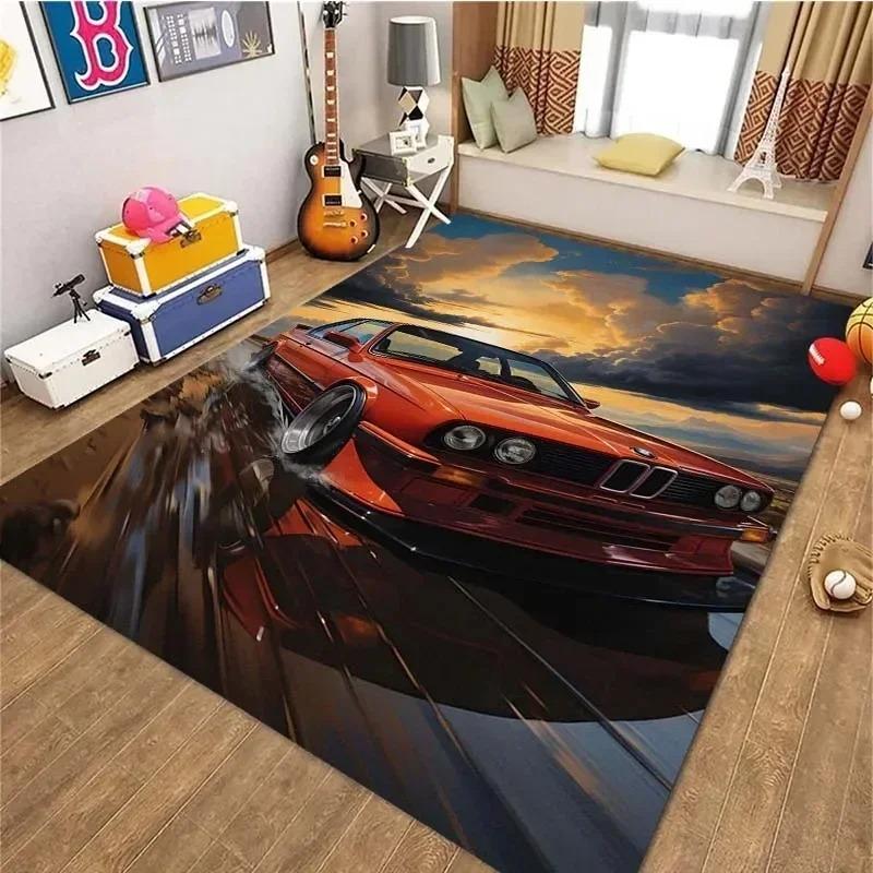 Classical Sports Car Carpet Mat Vintage Retro Cool F1 Rug for Bedroom Living Room Door Floor Non-Slip Rugs Pad Mats Home Decor