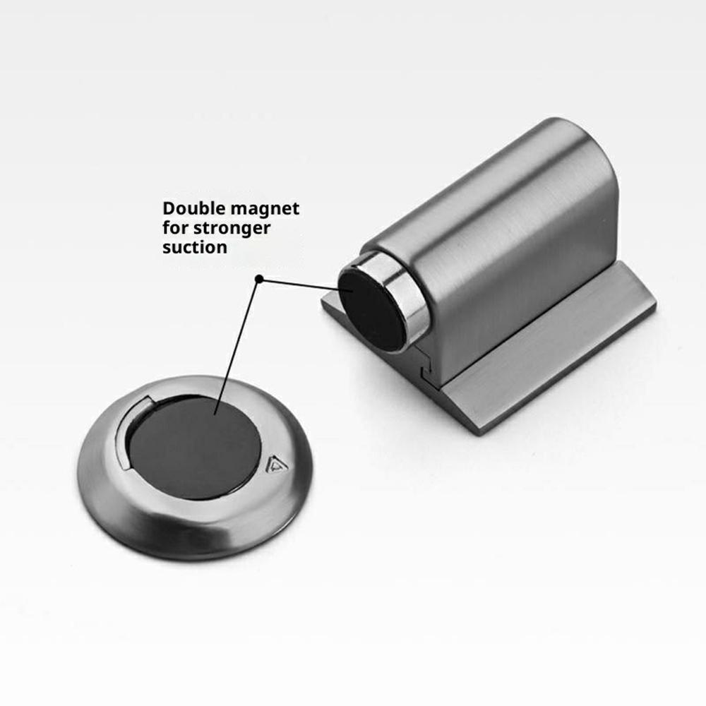 No-Drill Invisible Door Stopper Dual Magnetic Strong Hold Windproof Mute Cushioning Silicone Pad Anti-Collision
