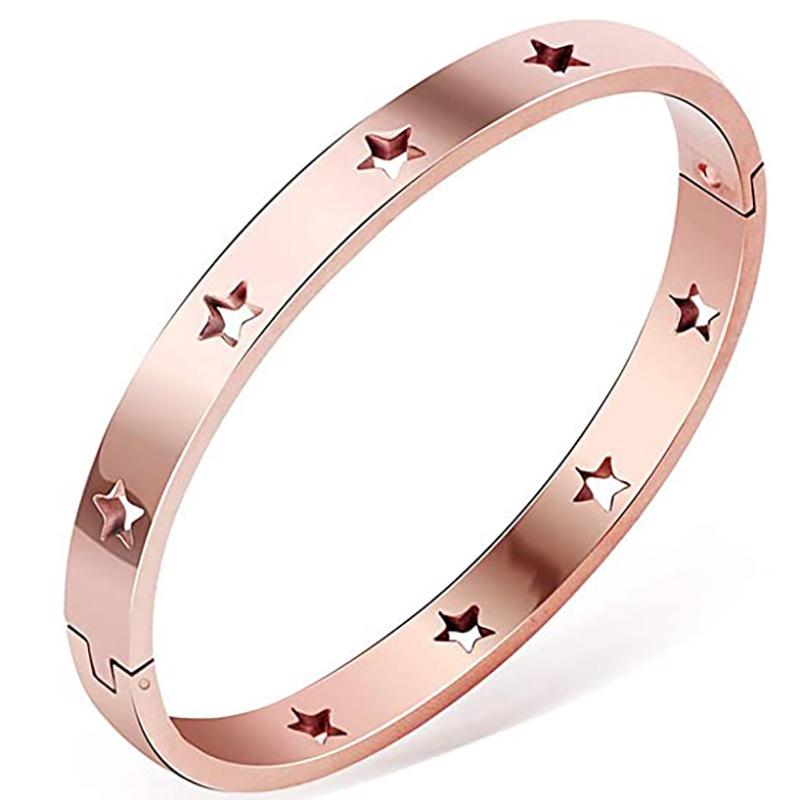 European American Star Hollow 6MM Titanium Steel Bracelet