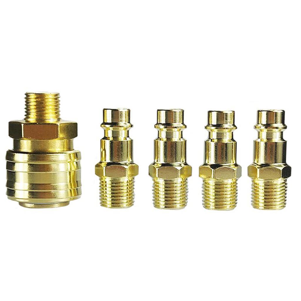 Kit di accoppiatori e tappi in ottone per aria compressa, 10 pezzi, accoppiatori a sgancio rapido femmina con filettatura maschio BSP da 14''