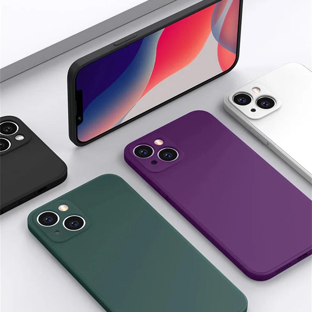 Purple For For Iphone 16 Liquid Silicone Phone Case 11 12 13 14 1 Pro Max Mini X XS XR 7 8 14 1 16 Plus Full Protection Case