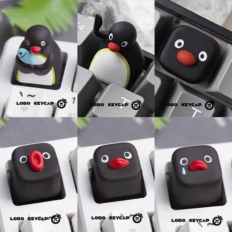 Fun Pingu Series Multiple Expressions Cute Penguin Style Mechanical Keyboard Replace Keycap Resin Material Esc Periphery Gifts
