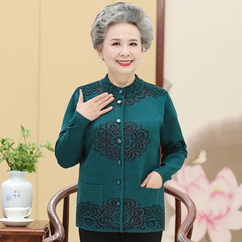 Manteau en tricot Pull pour femmes d'âge moyen et âgées Printemps et automne