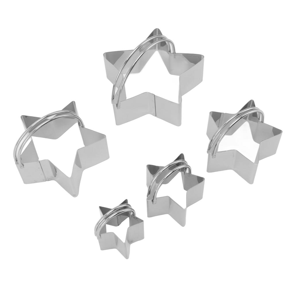 5PCS Cookie Cutter Set Stainless Steel Stars Shaped Biscuit Cutter Molds for Home Cake Kitchen