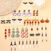 European & American Horror Halloween Acrylic Ghost Face & Bat Dangle Earrings for Women