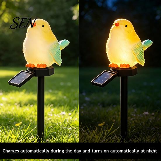 Warm White Patio Pathway Lights Solar Bird Garden Light, Waterproof Figurine Lawn Rustproof Metal Stake LED Lamp for Outdoor Yard Flower Bed