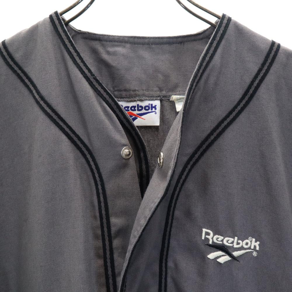 Reebok 90s Old Short Sleeve Baseball Jacket M Charcoal Gray Men's Used