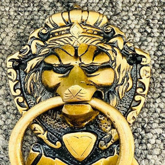 Victorian Brass Lion Door Knocker, Antique Style Lion Head Home Decor