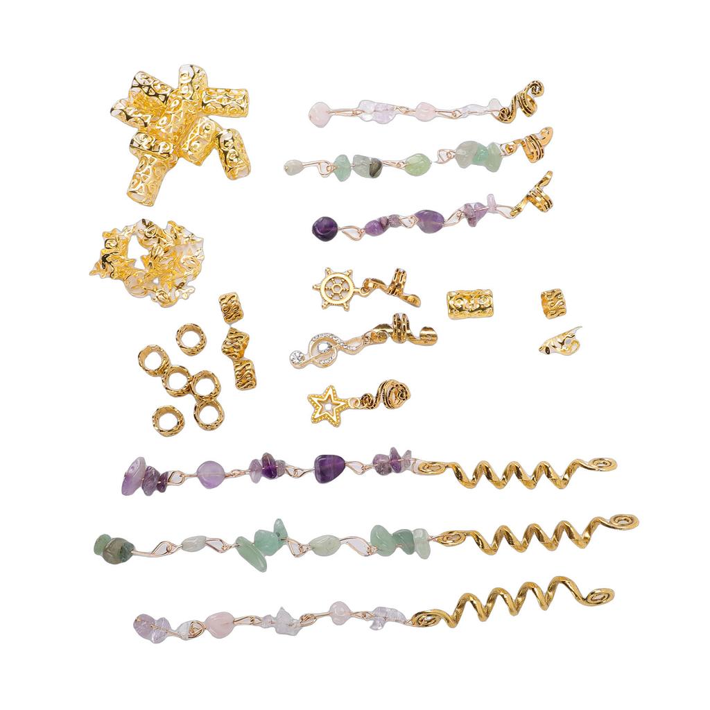 40pcs Dreadlock Hair Accessories Alloy Braid Hair Pendant DIY Hair Jewelry Gold with Storage Box