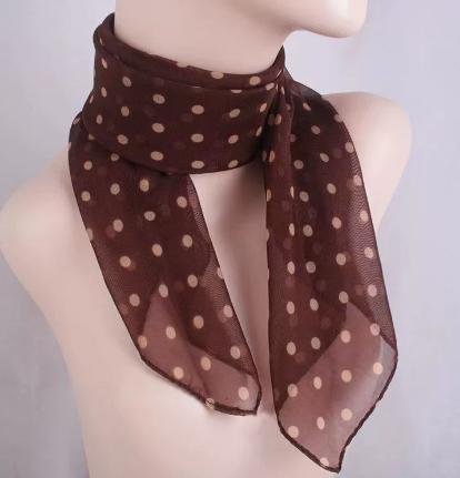 

Square Scarf 65x65cm Lightweight Chiffon Imitation Silk Fabric Polka Dot Pattern Soft Texture Fashion Accessory for Women One Size