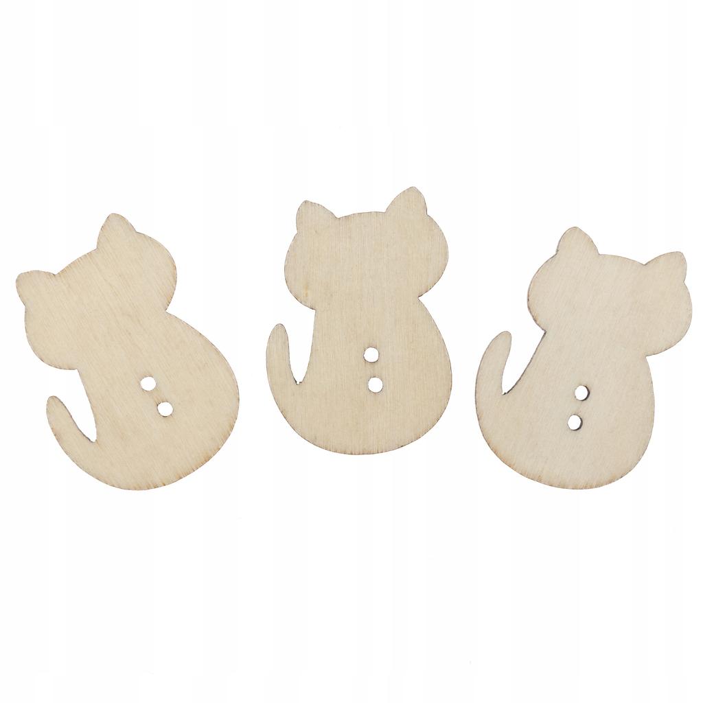 Wooden Button, Decorative Cats, Colorful Mix