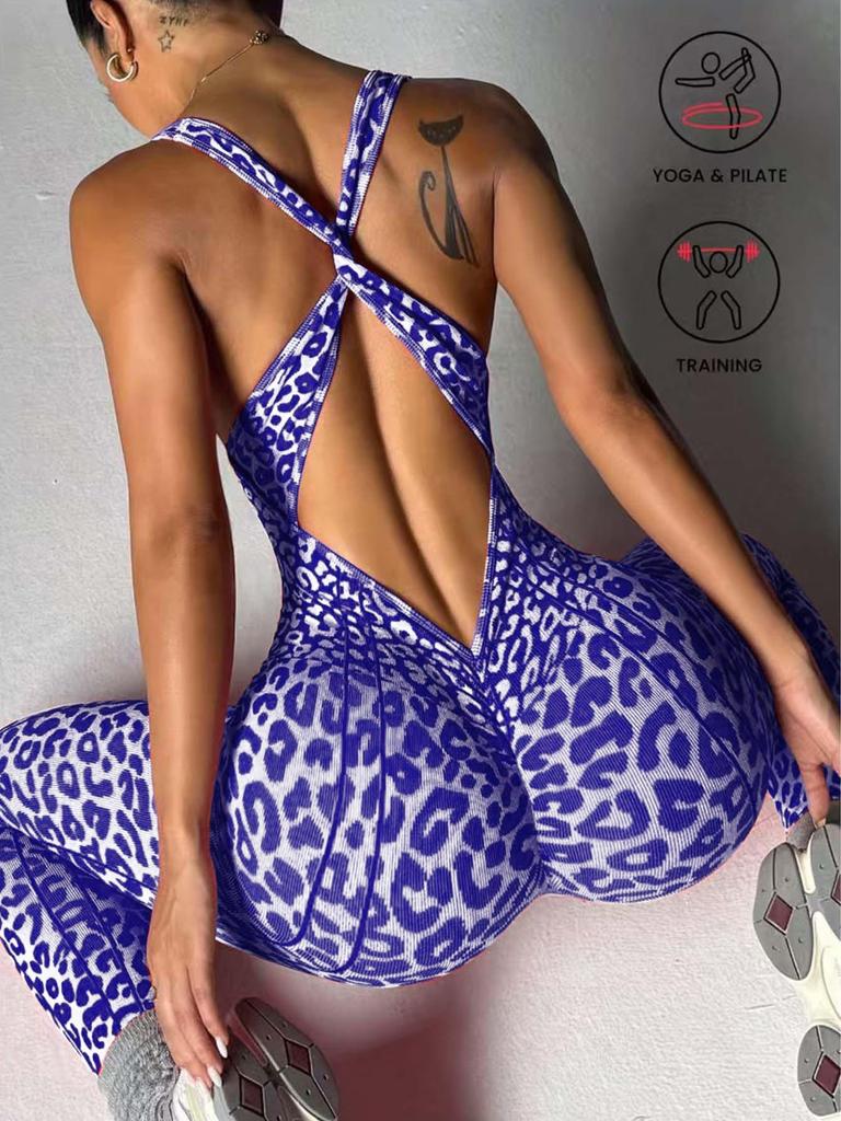 Women's Seamless Criss-Cross Open-Back Yoga Jumpsuit - Ideal for Daily and Outdoor Yoga