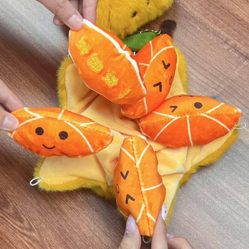 Orange Doll Pendant Detachable Peeled Fruit Decompression Doll Plush Toy Sugar Keychain Male And Female Gift.