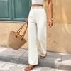 Women Lace Waist Straight Leg Casual Pants Summer Vacation