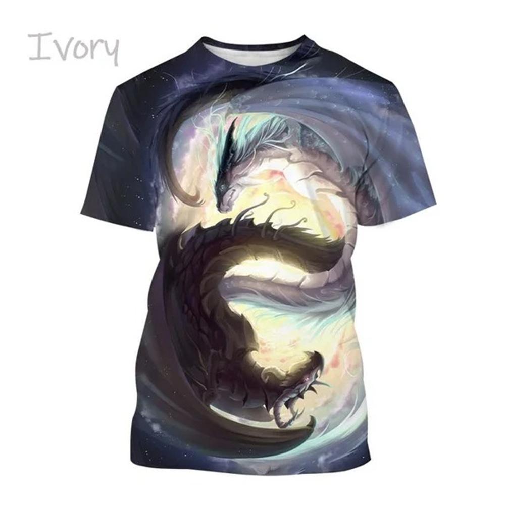 Bagua Tai Chi Yin Yang Koi Dragons T-Shirts Men's Unisex Streetwear Cool Short Sleeve Tops Causal 3D Print T Shirt Men Clothing