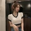 :Short Slim T-shirt For Women Short-sleeved Tops Summer Solid Color Shirt