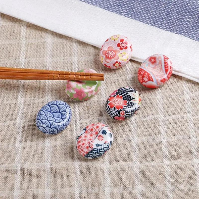 1-3pcs 6 Style Chopstick Rest Japanese Chopsticks Ceramic Decorative  Holder Rack Spoon Fork Kitchen Tools Tableware Accessories