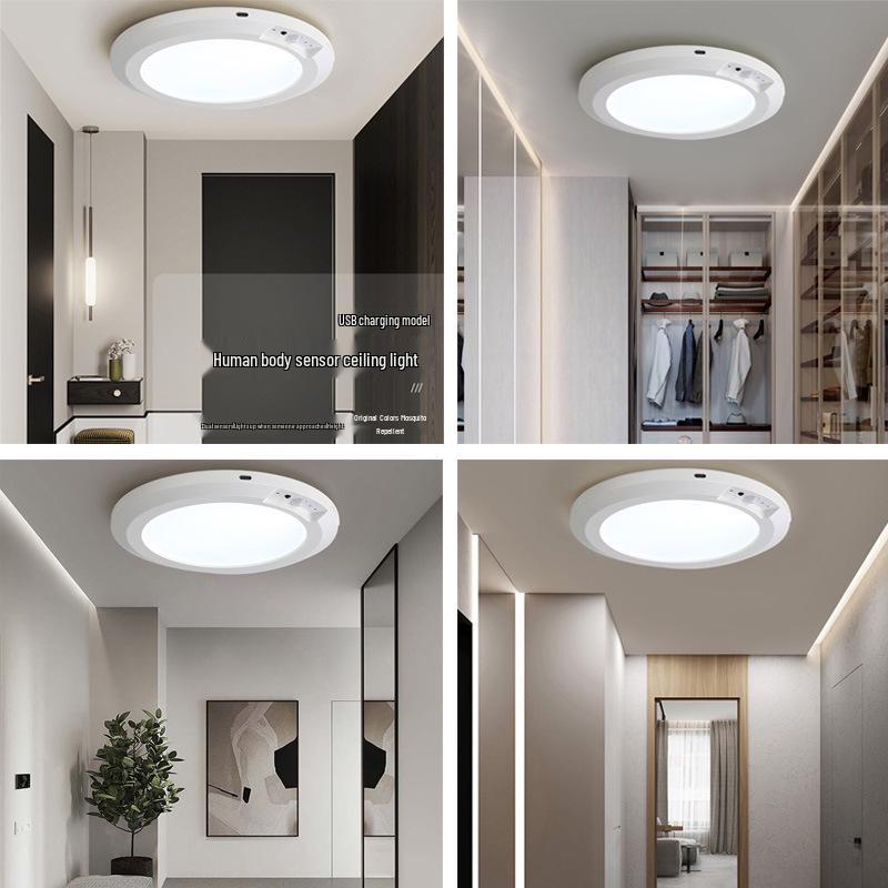 Wireless LED Ceiling Night Light for Hallway, Bedroom, and Corridor - Induction Charging, Home Decor Fixture