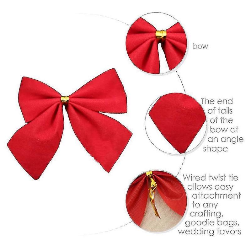 24pcs Bow Twist On Christmas Tree Wreaths On Crafts Winter Decorations For Weddingsred) bd
