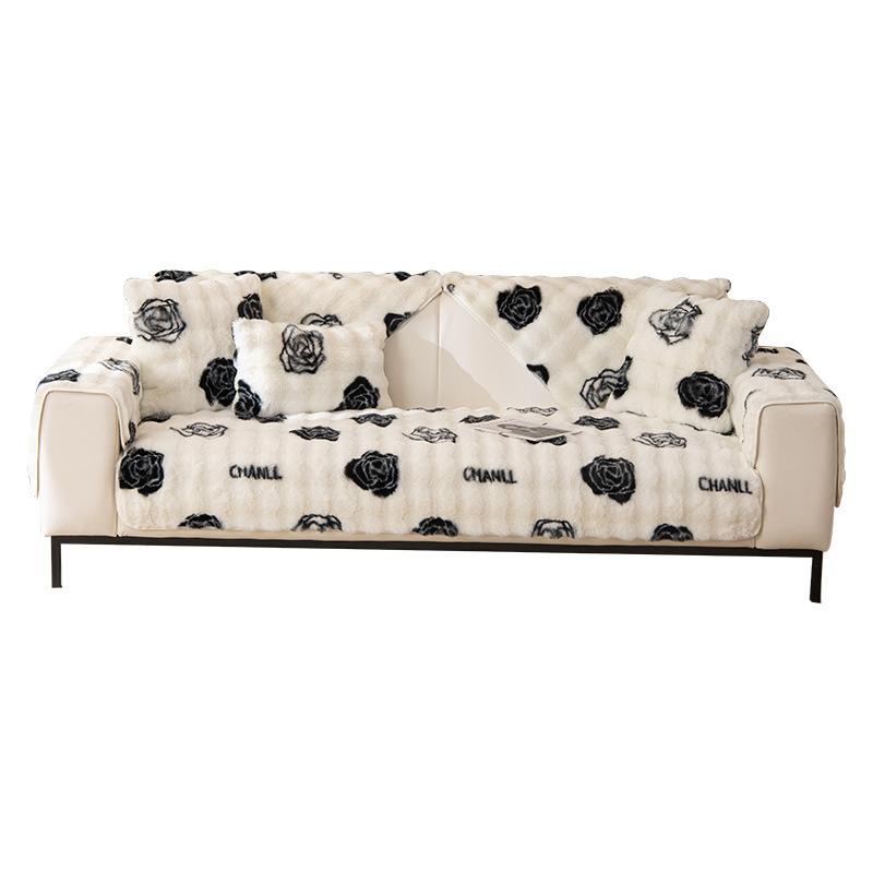 New Product Rabbit Plush Sofa Cushion Winter Thickened Non-Slip Seat Cushion Cream Wind Leather Sofa Cover Cover Cloth Towel