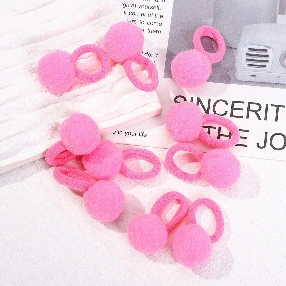 10/20pcs Sweet Colorful Elastic Hair Bands Plush Ball Rubber Band for Baby Girls Scrunchie Hair Ties Clip Kids Hair Accessories
