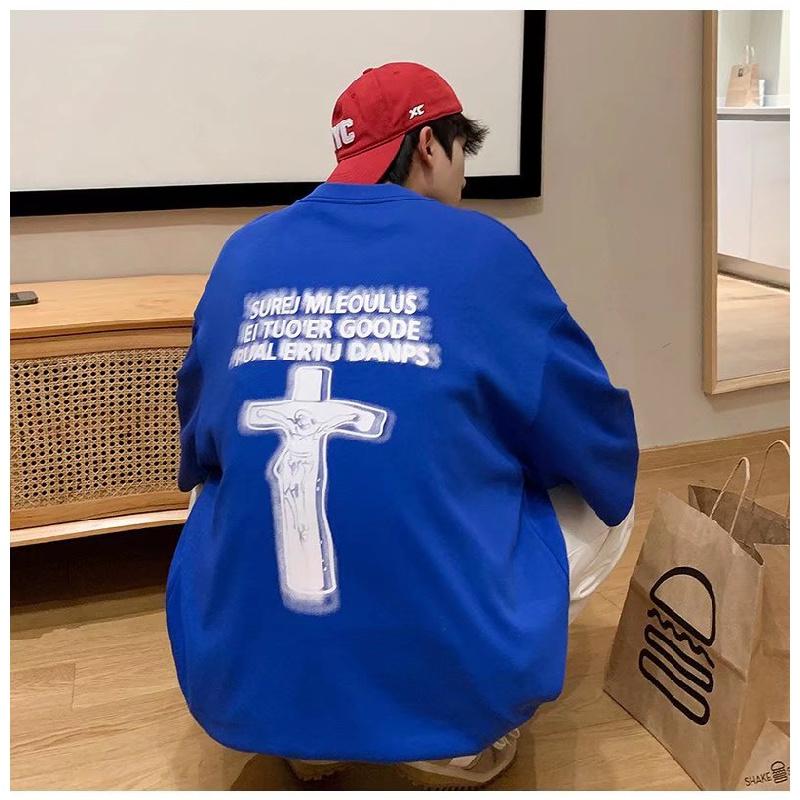 

Мужские футболки с коротким рукавом с буквенным графическим принтом, модные футболки с короткими рукавами, мужская одежда, повседневная футболка, мужские летние топы в корейском стиле ретро для 5XL синий