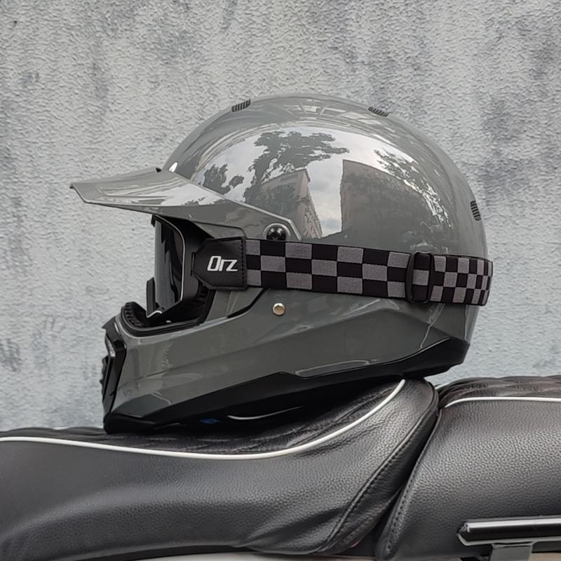 2024 new ORZ retro motorcycle helmet, American cruise full helmet, motorcycle with free brim