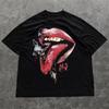 Big Lips Y2k Mouth T Shirt - Grillz White T Shirt - Unisex Y2k Shirt- Streetwear T Shirt