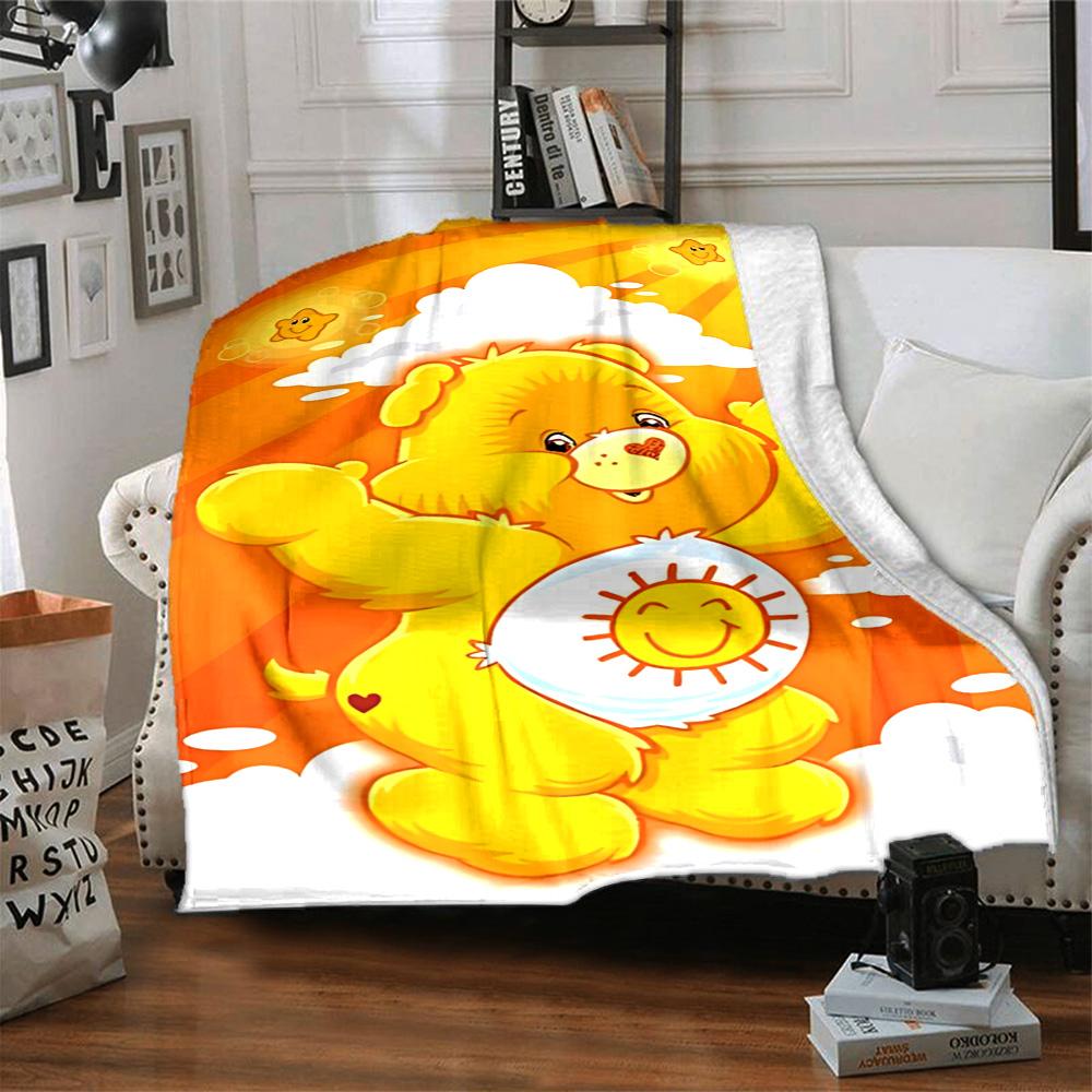1pc Rainbow Heart Bear flannel Blanket for Super Soft Cute Comfort Blanket for Travel Bedding Couch Sofa Blanket Y73035