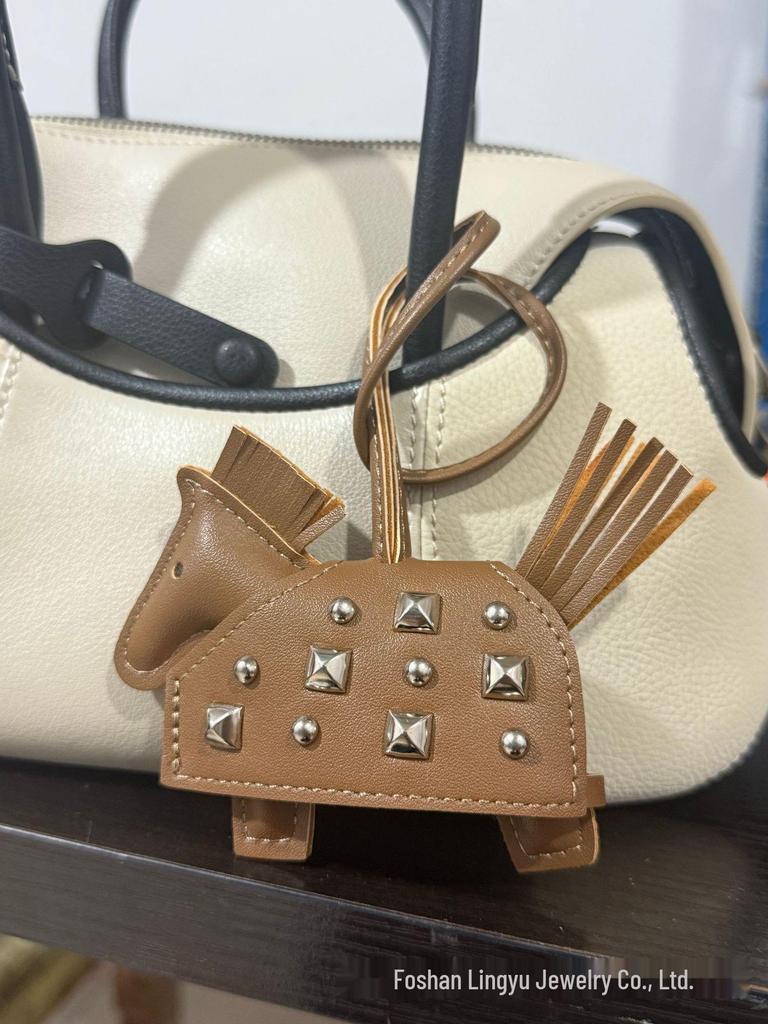 Personalized Leather Pony Bag Charm - Versatile, Cute Hanging Ornament