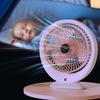 Air Circulator Fan USB Rechargeable Low Noise Small Cooling Fan with Colorful Light 3 Speeds 1200mAh for Living Room Dorm Office