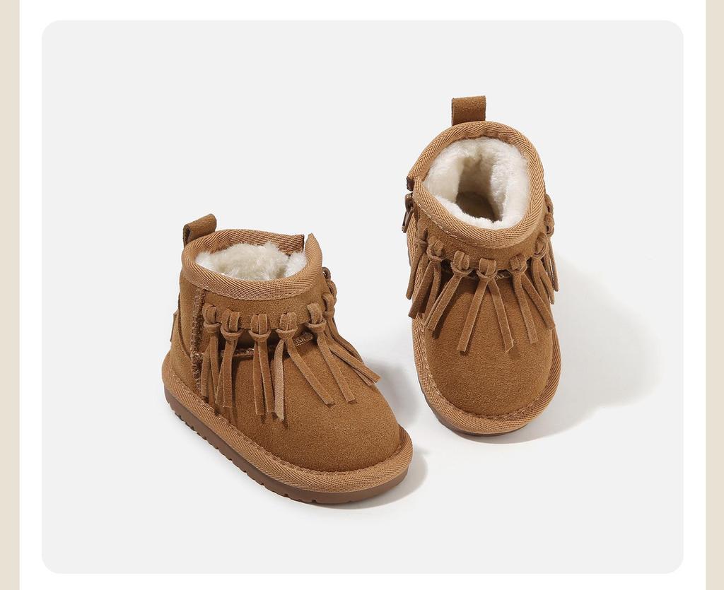 Baby Walker Girls' Snow Boots: Velvet-Lined, Non-Slip Winter Shoes