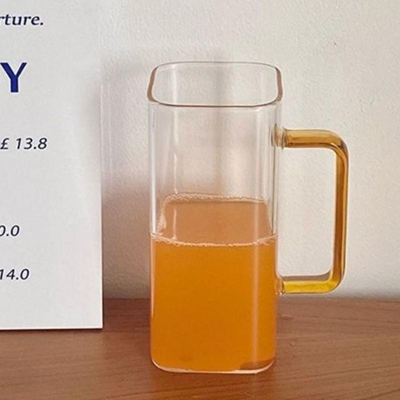 375ml/430ml Beverage Cup Transparent Cocktail Glass Drinkware Tea Cup with Handle Breakfast Milk Juice Cups Home Water Bottle