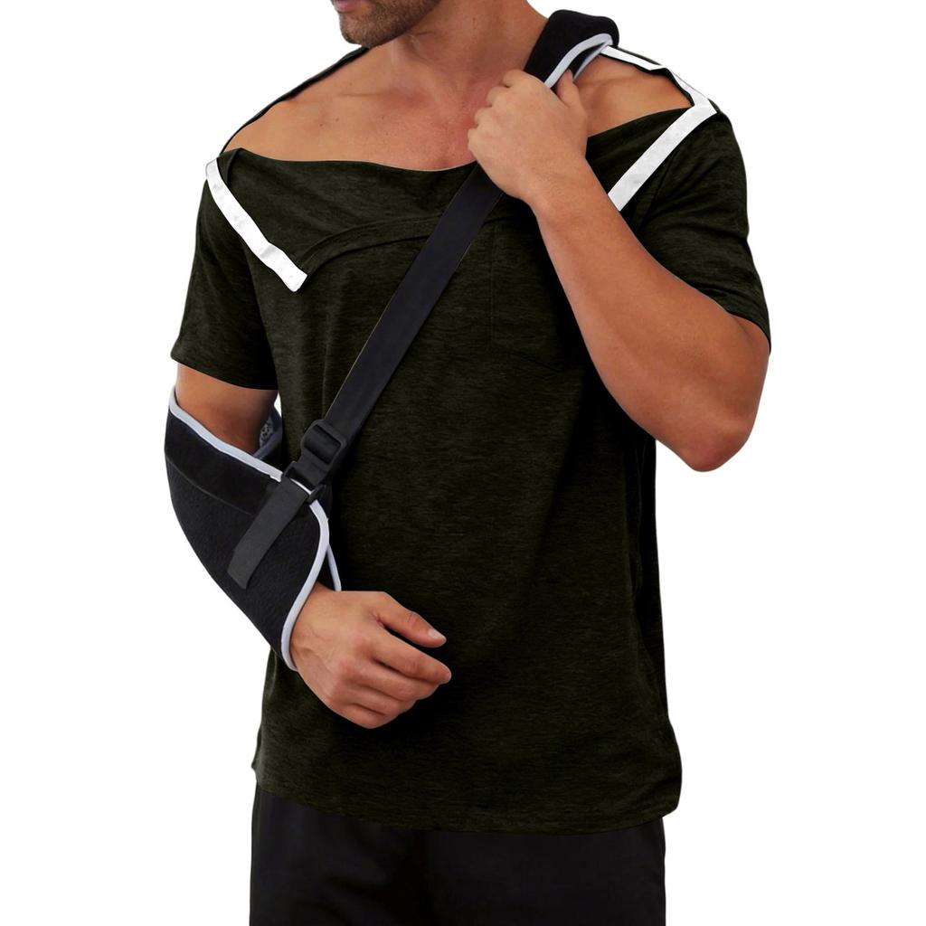Men's Color - Recovery Gown, -away Short Sleeves, Full-open Front, Side Button Design.