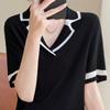 Temperament Summer Versatile Lapel Sweater Short-sleeved Summer Thin Loose Versatile T-shirt Women's Slim Top