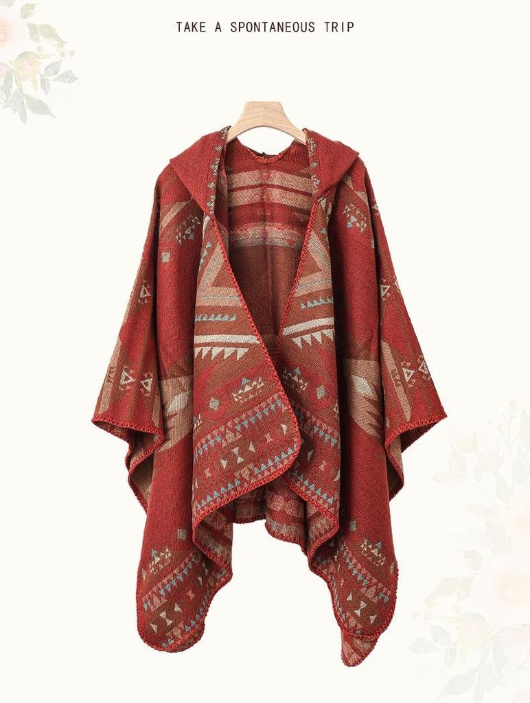 Men's & Women's Hooded Shawl Cape Cloak - Spring/Summer Scarf, Yunnan Xinjiang Tibet Style