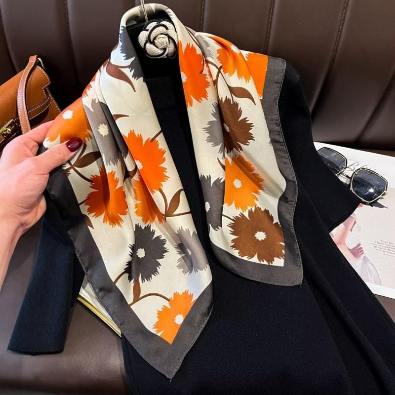 Square Silk Scarf Hijab Female Turban Bandana Headscarf Neckerchief Shawl Handkerchief Headband Luxury Print Fashion Wraps
