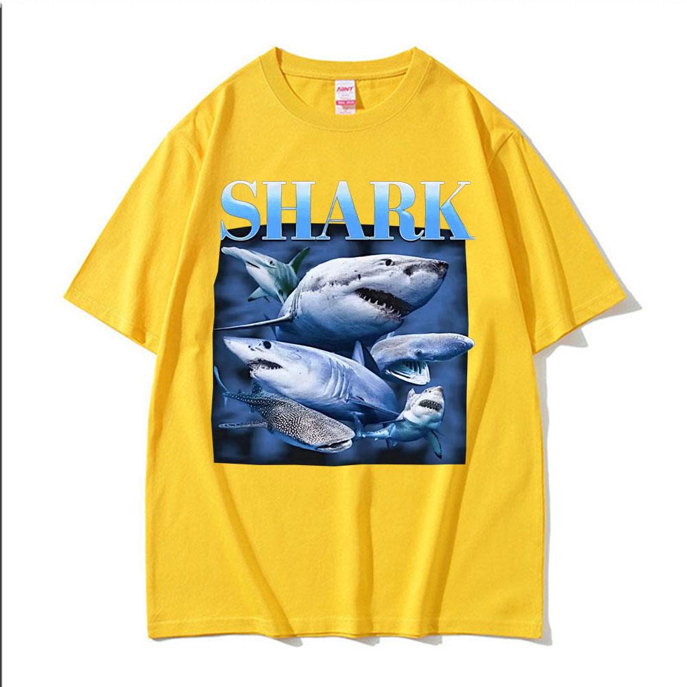 Funny Shark Vintage T-shirts Hammerhead Whale Great White Shark Animal Meme T Shirt Unisex Women Oversized 100% Cotton T-shirt Tops